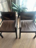 Twee nieuwe stijlvolle bruine leren stoelen, Ophalen of Verzenden