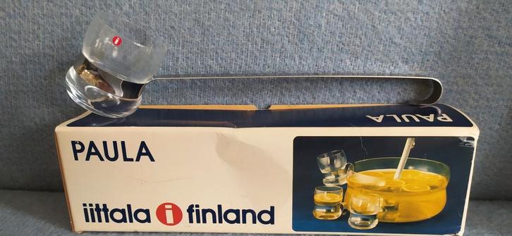 iitala Finland glas metaal punch lepel 1976 in doos., Antiek en Kunst, Antiek | Glas en Kristal, Ophalen of Verzenden