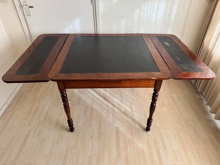 Antieke Uitschuifbare Eettafel met Lederen Blad, Antiek en Kunst, Antiek | Meubels | Tafels, Ophalen