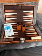 Hele mooie grote bruine backgammon koffer mist 1 steen, Gebruikt, Een of twee spelers, Ophalen of Verzenden, Backgammon