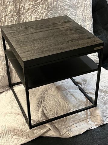 ICCOON Massief Houten Bijzettafel met Stalen Frame beschikbaar voor biedingen