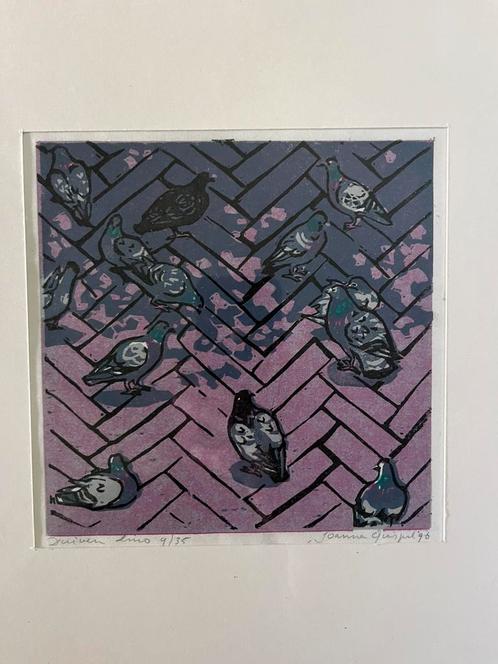 Lino van Joanna Quispel : Duiven, Antiek en Kunst, Kunst | Litho's en Zeefdrukken, Ophalen