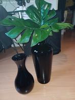 Glanzende zwarte vazen 2 stuks zgan, Ophalen of Verzenden, Zo goed als nieuw