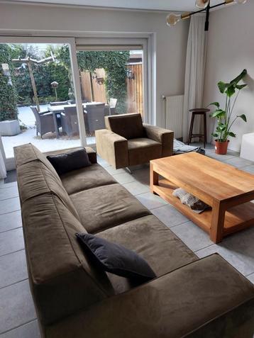 Prachtige Montèl bank microleder 3,5-zits (Donkergroen) beschikbaar voor biedingen