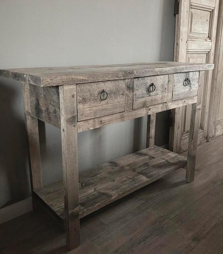 ~Stoer Sober Landelijk Houten Sidetable/Wandtafel~, Huis en Inrichting, Woonaccessoires | Overige, Nieuw, Ophalen of Verzenden