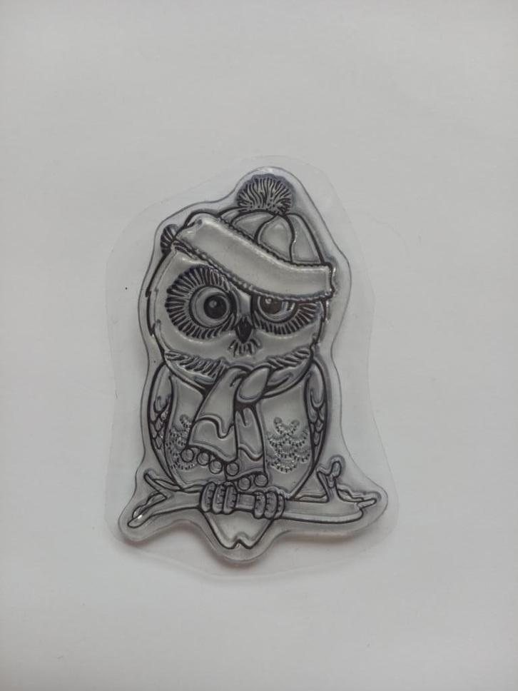 Stempel: uil met kerstmuts, Hobby en Vrije tijd, Stempelen, Nieuw, Clearstamp, Verzenden