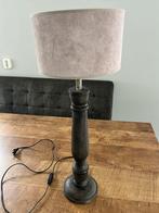 Landelijke lamp met houten voet, Ophalen, 50 tot 75 cm, Stof, Landelijk