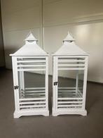 windlicht x2, Huis en Inrichting, Woonaccessoires | Kandelaars en Kaarsen, Ophalen, Gebruikt, 50 tot 75 cm, Wit