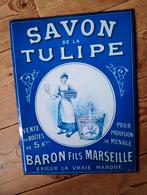 Reclame bord, zeep. Blik., Ophalen of Verzenden, Gebruikt, Reclamebord