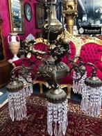 Groot en zwaar - Franse antiek kristallen kroonluchter brons, Huis en Inrichting, Ophalen of Verzenden, Gebruikt, Overige materialen