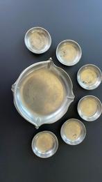 Tinnen notenschaaltje met 6 schaaltjes van Kamphof Zwolle, Antiek en Kunst, Ophalen of Verzenden
