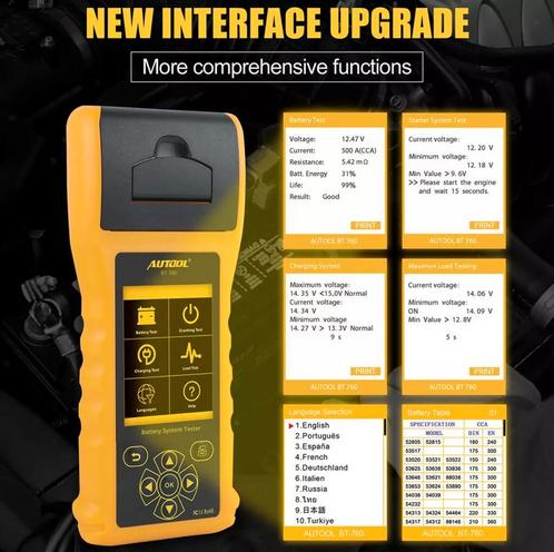 Autool BT-760 accu tester incl printer, Auto diversen, Onderhoudsmiddelen, Ophalen of Verzenden