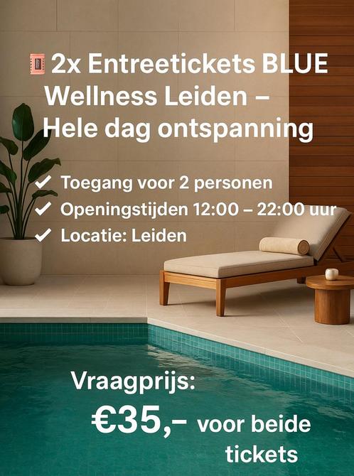 2x Entreetickets BLUE Wellness Leiden – Hele dag ontspanning, Tickets en Kaartjes, Overige Tickets en Kaartjes, Twee personen