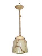 Vintage hanglamp gemarmerd glas, Huis en Inrichting, Lampen | Hanglampen, Gebruikt, Vintage, Ophalen of Verzenden, Glas