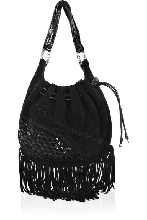 Fantastische boho tas Jimmy Choo zwart suede, Sieraden, Tassen en Uiterlijk, Tassen | Damestassen, Gebruikt, Overige typen, Zwart
