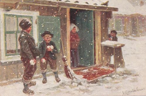 Gerstenhauer - 118 - twa : Serie 49 - Sneeuwballen Gooien, Verzamelen, Ansichtkaarten | Themakaarten, Voor 1920, Verzenden