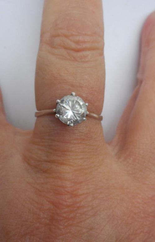 Zilveren vintage ring met steen maat 17.25 nr.300, Sieraden, Tassen en Uiterlijk, Ringen, Gebruikt, Dame, 17 tot 18, Zilver, Zilver
