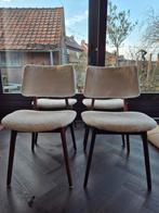 Deense stijl vintage eetkamerstoelen teddy stof boucle, Ophalen, Gebruikt, Bruin, Vier