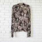 Vintage Trui Maat M Beige Bruin Gebreid Bloemenprint Col, Maat 38/40 (M), Verzenden, Beige, Zo goed als nieuw
