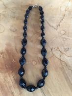 Antiek git collier,zwarte git ketting,rouwsieraad, Sieraden, Tassen en Uiterlijk, Kettingen, Ophalen, Gebruikt, Zwart, Zilver