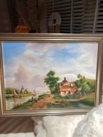 Schilderij: Hollands Landschap met Figuren, Antiek en Kunst, Kunst | Schilderijen | Klassiek, Ophalen of Verzenden