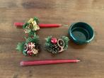 Keramiek bakje met kaarsen en kerstdecoratie, Ophalen of Verzenden, Zo goed als nieuw