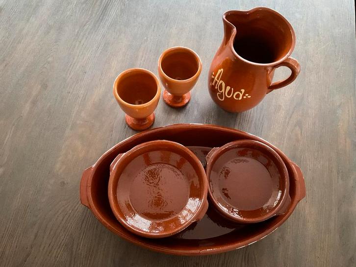 Terracotta schalen set en waterkan met bekers, Huis en Inrichting, Keuken | Servies, Zo goed als nieuw, Schaal of Schalen, Overige stijlen