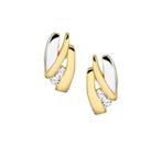 Gouden oorknoppen bicolor met zirkonia - 14 karaat goud, Sieraden, Tassen en Uiterlijk, Oorbellen, Nieuw, Goud, Knopjes of Stekers