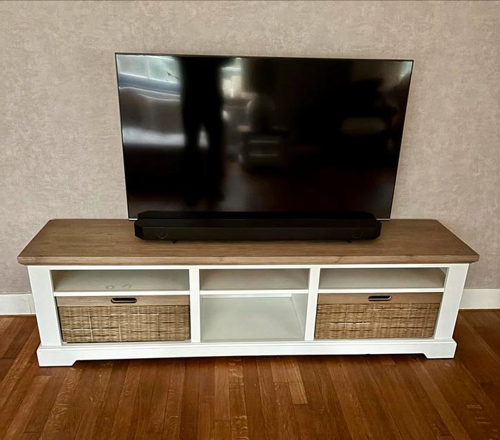 Riviera Maison stijl TV meubel set + side table, Huis en Inrichting, Kasten | Televisiemeubels, Zo goed als nieuw, Minder dan 100 cm