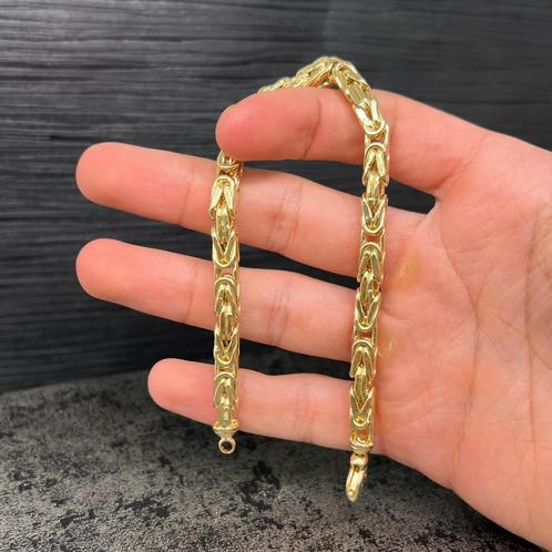 Prachtige 14k gouden dikke koningsarmband 5.7 mm, Sieraden, Tassen en Uiterlijk, Armbanden, Nieuw, Goud, Ophalen of Verzenden