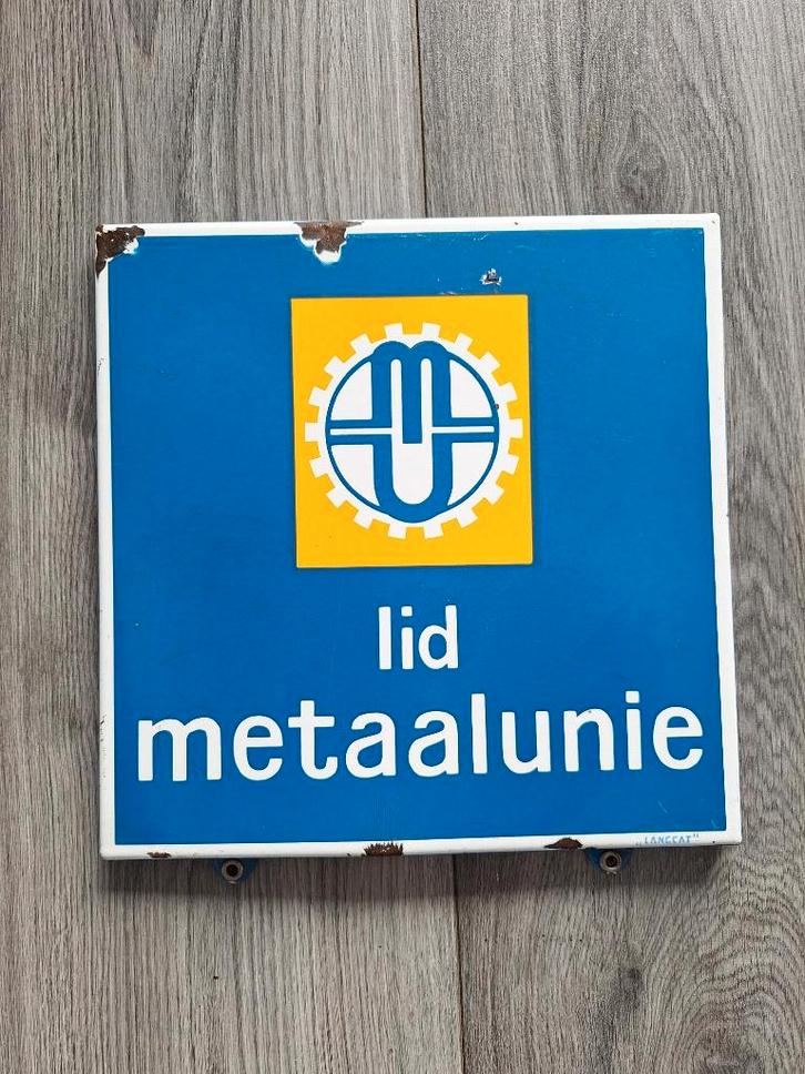 Emaille bord Lid Metaalunie, Antiek en Kunst, Antiek | Emaille, Ophalen