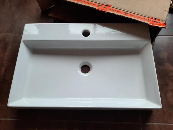 Wasbak keramiek 60,5 cm x 40 cm x 9 cm, Doe-het-zelf en Verbouw, Sanitair, Nieuw, Wastafel, Steen, Ophalen