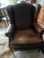 Leren oorstoel fauteuil, Ophalen of Verzenden, Zo goed als nieuw, 75 tot 100 cm, 50 tot 75 cm