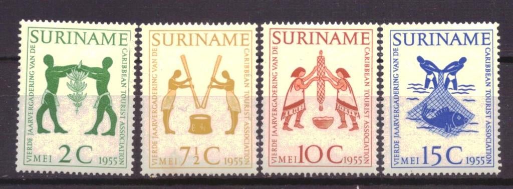 Suriname 317 t/m 320 Ongebruikt! (1955), Postzegels en Munten, Ophalen of Verzenden, Postfris