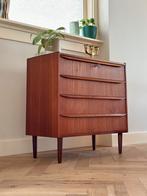 Vintage ladekast teak hout karen 50/60 Deens Scandinavisch, Ophalen, Gebruikt, 50 tot 100 cm, 3 of 4 laden
