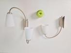 Set 2 Vintage Micron wandlamp glas rvs wall lamp Italy ‘80, N, N, Vintage, Ophalen of Verzenden