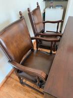 Antiek stoelen 2-set/ leer en hout, Ophalen