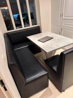 Keuken hoek bank leer en uitschuifbaar tafel, Huis en Inrichting, Banken | Bankstellen, Ophalen of Verzenden, Zo goed als nieuw