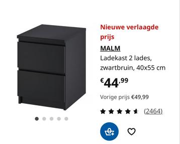 2 IKEA nachtkastjes - Malm zwart - afbeelding 1