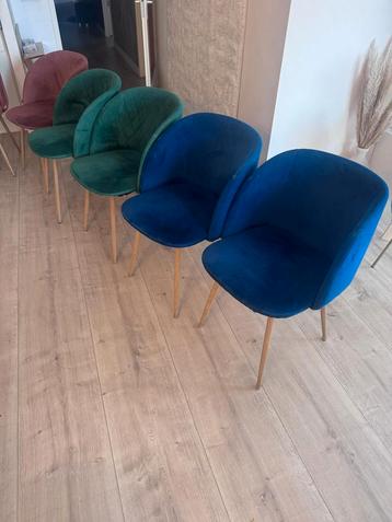 Fluwelen Eetkamerstoelen - 2 Groen, 2 Blauw beschikbaar voor biedingen
