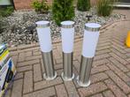 Staande buitenlamp zilver rond IP44, 3 stuks NIEUW, Minder dan 50 watt, Staande lamp, Nieuw, Ophalen of Verzenden