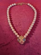 Vintage Monet Ketting met Parel & Bloem, Ophalen of Verzenden, Zo goed als nieuw, Overige materialen, Met strass