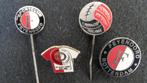 Feyenoord Europa Cup 1965 - 1966 voetbal spelden 4 x, Verzamelen, Speldjes, Pins en Buttons, Verzenden, Gebruikt, Sport, Speldje of Pin