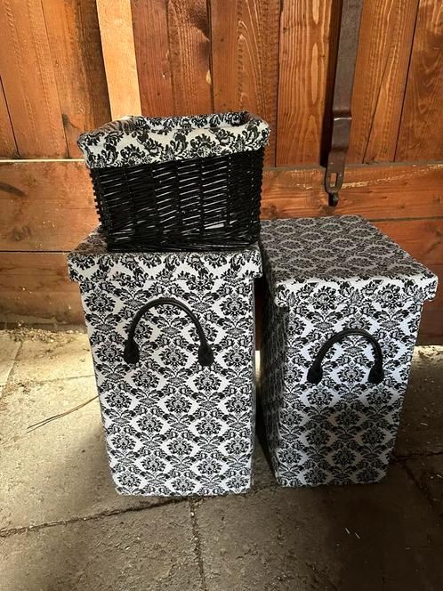 Set 3 manden, Huis en Inrichting, Woonaccessoires | Schalen en Manden, Zo goed als nieuw, Rond, Riet, Ophalen