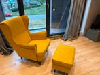 Ikea strandmon fauteuil en voetenbankje, Huis en Inrichting, Fauteuils, Ophalen of Verzenden, Gebruikt, 75 tot 100 cm, 50 tot 75 cm