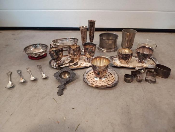 Verzilverd Servies - diverse Collectie, Antiek en Kunst, Antiek | Goud en Zilver, Ophalen of Verzenden