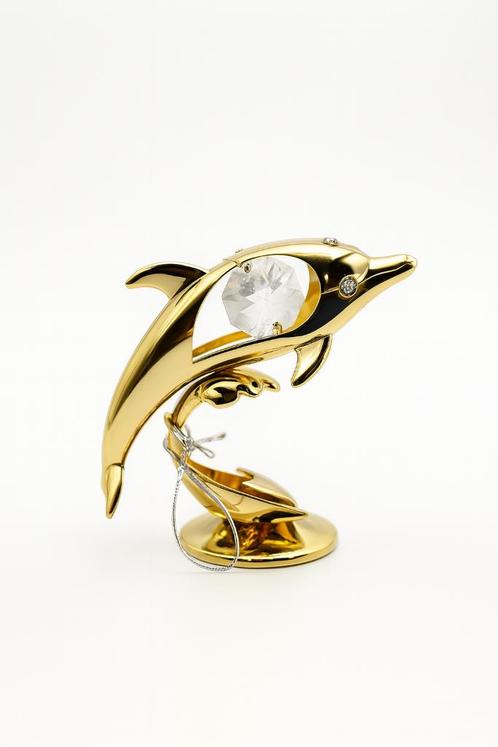 24-karaats goud verguld Mini Dolfijn versierd met Bohemia kr, Huis en Inrichting, Woonaccessoires | Overige, Nieuw, Verzenden
