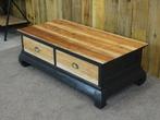 Teak salontafel met 2 lades – 120x59cm, Ophalen, 100 tot 150 cm, Koloniaal, Teakhout