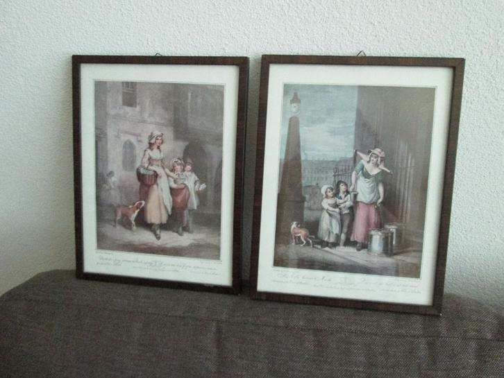 2 lijsten met originele etsen gekocht in speciaal winkel, Antiek en Kunst, Kunst | Etsen en Gravures, Ophalen