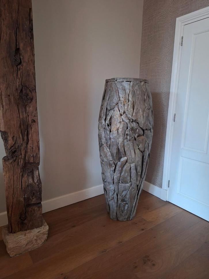 Teakhouten/Drijfhout Vaas - 150cm Eyecatcher, Huis en Inrichting, Woonaccessoires | Vazen, Gebruikt, Overige kleuren, 75 cm of meer